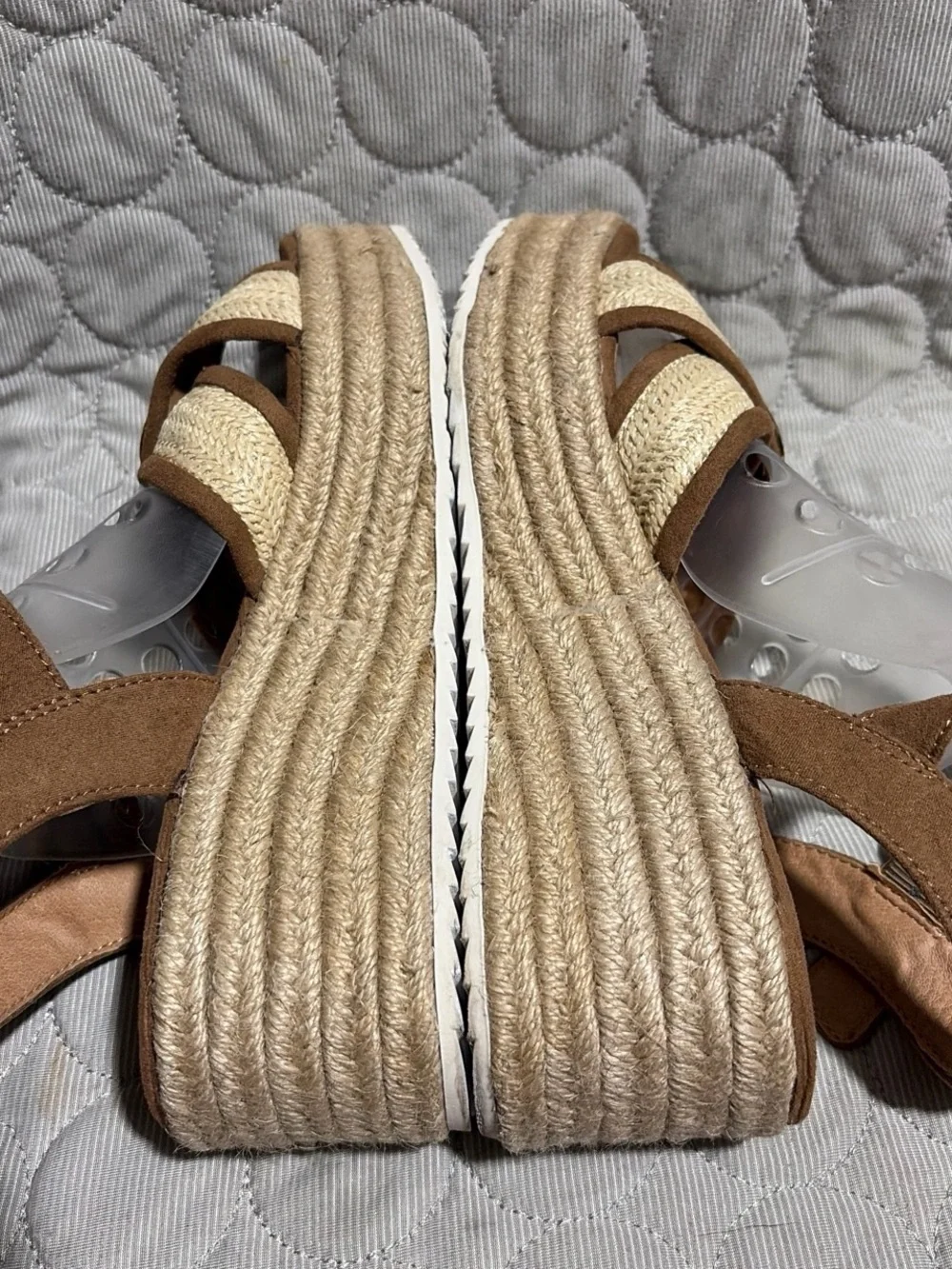 Sam & Libby Brown and Cream Espadrille Platform Wedges